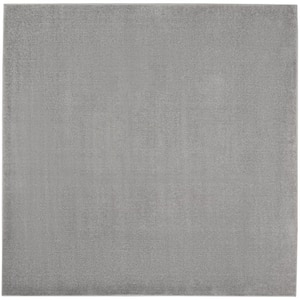 Essentials 7 ft. x 7 ft.  Silver Gray Square Solid Contemporary Indoor/Outdoor Patio Area Rug