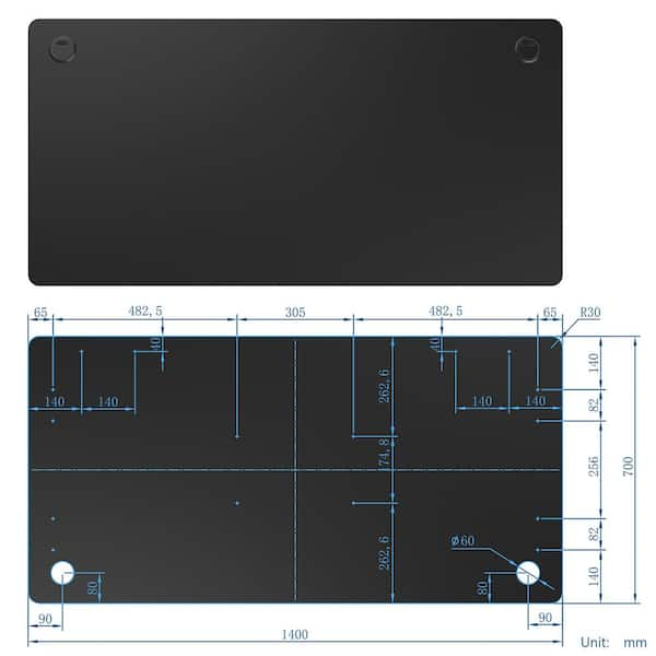 Costway 55 in. x 28 in. Frame Black Universal Rectangle Wood Coffee Table  Tabletop for Standard and Standing Desk JV10098DK-L - The Home Depot