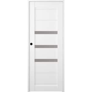 30 in. x 80 in. Right-Hand 3-Lite Frosted Glass Solid Core Dora Bianco Noble Wood Composite Single Prehung Interior Door