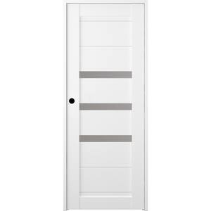 24 in. x 80 in. Right-Hand 3-Lite Frosted Glass Solid Core Dora Bianco Noble Wood Composite Single Prehung Interior Door