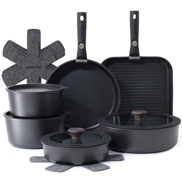 17-Piece Aluminum Pots and Pans Set, Nonstick Detachable Handle Cookware Set, Kitchen Cookware Set with Removable Handle
