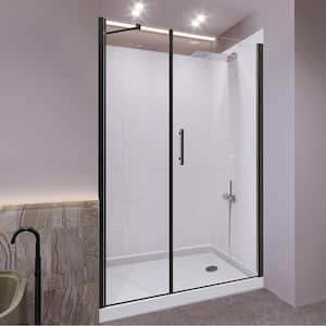 Winter White-Salishan 48 in. L x 34 in. W x 83 in. H Base/Wall/Door Rectangular Alcove Shower Stall/Kit Black Center