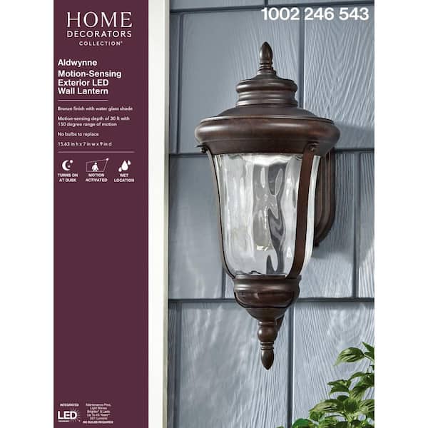 Home Decorators Collection Aldwynne Bronze Motion Sensing Led Outdoor Wall Lantern Sconce Feu1611lm - Home Decorators Collection Medium Exterior Wall Lantern