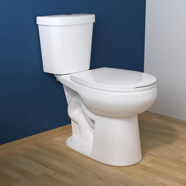DEERVALLEY 2-Piece 1.1/1.6 GPF Dual flush Round ADA Comfort Height Toilet in White Map Flush 1000g, Quiet-Close Seat Included