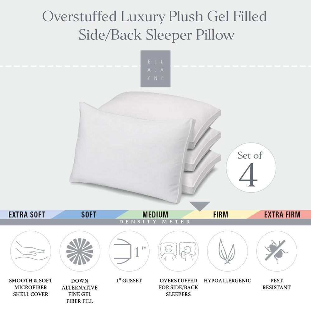 Ella Jayne Hypoallergenic White Microfiber Gusseted Pillow Set