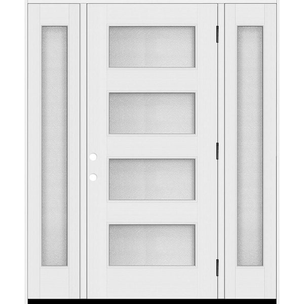 Palisade 68 in. x 80 in. 4L MicroGranite Impact Glass LHOS Unfinished Fiberglass Prehung Front Door w/Db-14in.SL6-9/16Jb