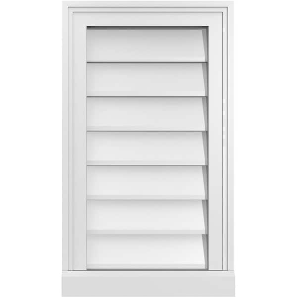 Ekena Millwork 14" x 24" Rectangular White PVC Paintable Gable Louver Vent Non-Functional