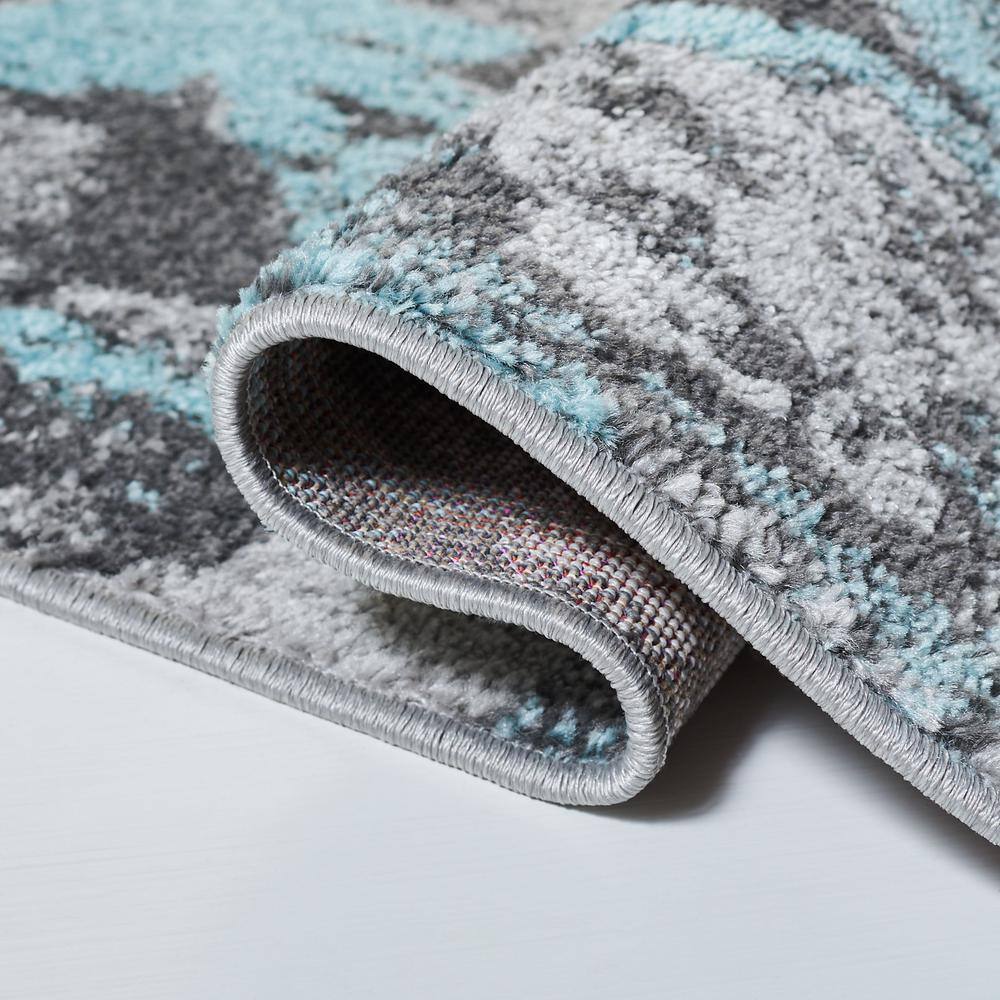 Reversible Gray Rectangular Synthetic 8' x 10' Easy-Care Rug