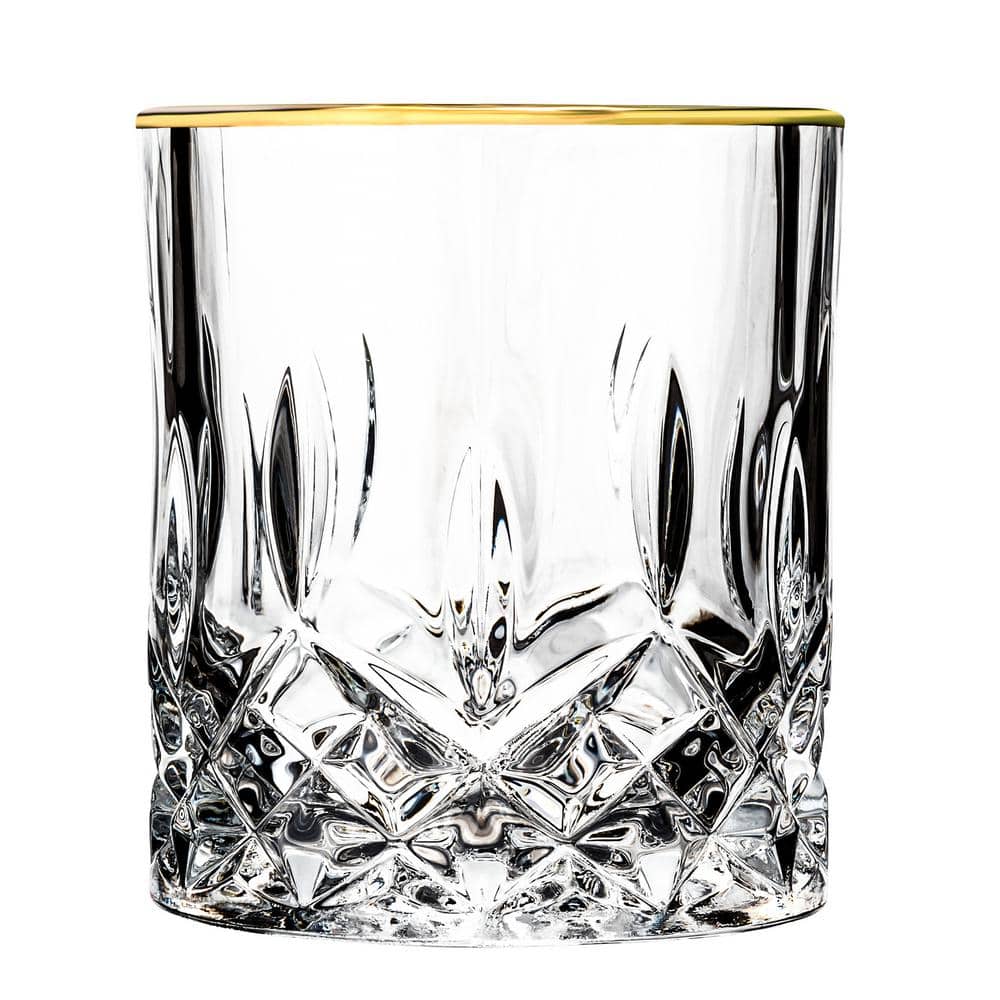 Set of 6 Square Shaped Hammered Glasses with Gold Rim – Vivience