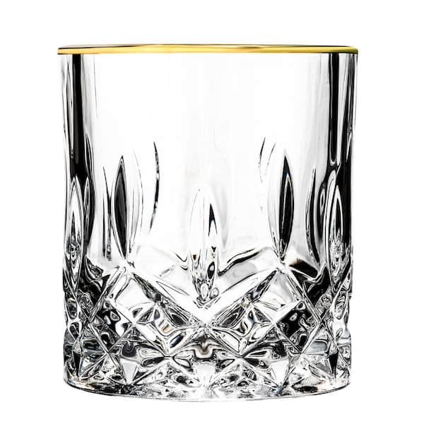 Glazze Crystal Handcrafted Highball Glasses - Set of (6) 13 oz Tall Glasses  for Whiskey, Scotch, Bourbon w/ 24K Platinum Finish
