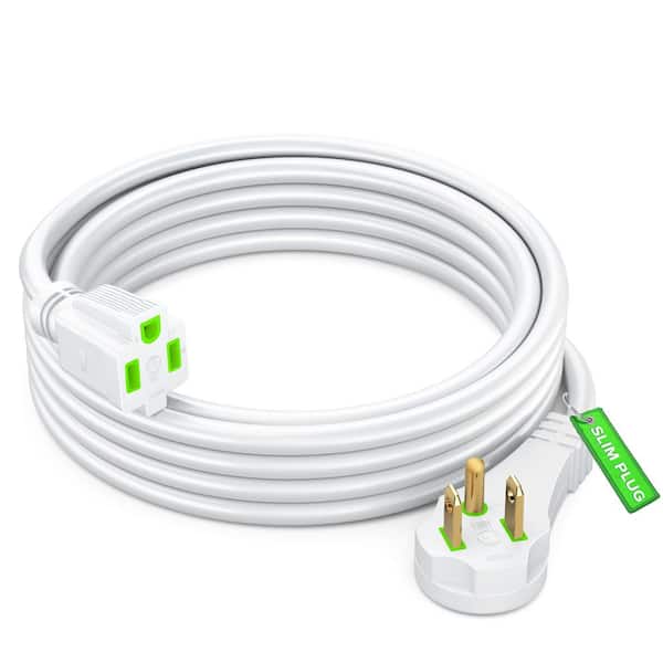 8 ft. 14 / 3 Medium / Heavy Duty Indoor Extension Cord with Angled Plug, 15 Amps, White
