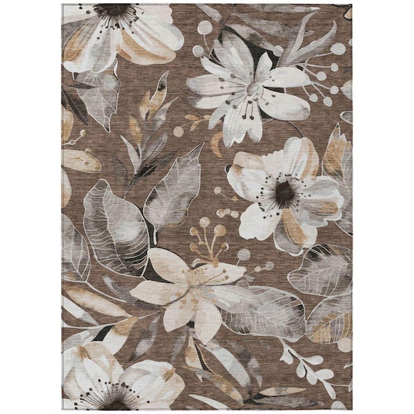 Chantille Machine Washable Indoor/Outdoor Abstract ACN2260 Chocolate 10 ft. x 14 ft. Area Rug