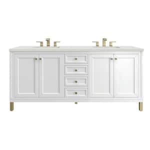 Chicago 72.0 in. W x 23.5 in. D x 34.0 in. H Single Bathroom Vanity Glossy White and Lime Delight Quartz Top