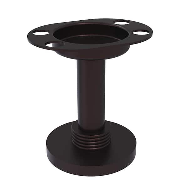 Allied Brass Vanity Top Tumbler and Toothbrush Holder with Groovy Accents in Antique Bronze