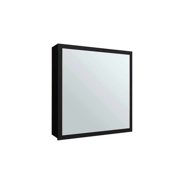 20 in. W x 21 in. H Rectangular Melamine Surface Mount Medicine Cabinet with Mirror in Black