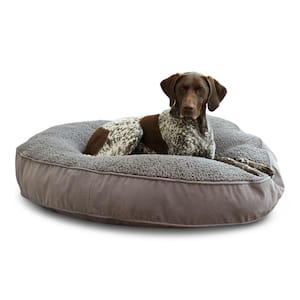 Scout Deluxe Large Round Gray Sherpa Dog Bed