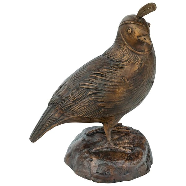 Design Toscano 10 in. H Female California Quail Solid Cast Bronze Garden Statue
