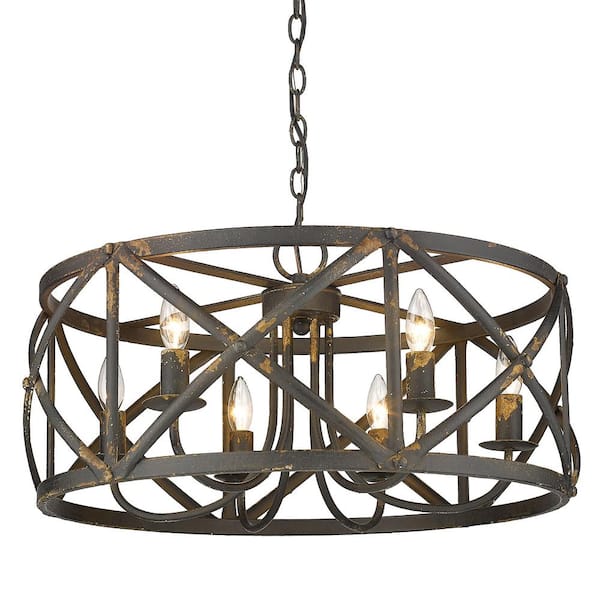 Alcott 6- -Light Antique Black Iron Chandelier
