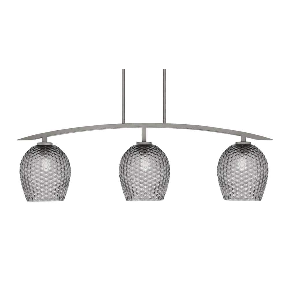 Siena 41 in. 3-Light Graphite Chandelier with 7.5 in. Smoke Textured Glass 