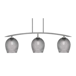 Siena 41 in. 3-Light Graphite Chandelier with 7.5 in. Smoke Textured Glass Shades, no bulbs included