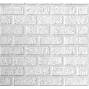 Falkirk Jura III 1/4 in. x 28 in. x 28 in. Peel & Stick White Faux Brick PE Foam Decorative Wall Paneling (10-Pack)
