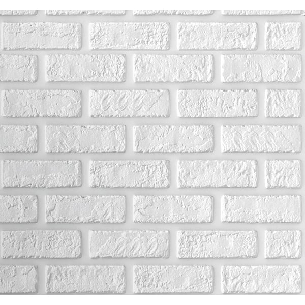 Dundee Deco Falkirk Jura III 1/4 in. x 28 in. x 28 in. Peel & Stick White Faux Brick PE Foam Decorative Wall Paneling (10-Pack)
