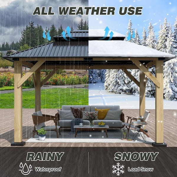 COVERONICS 10 ft. x 12 ft. Wood Frame Outdoor Hardtop Gazebo with