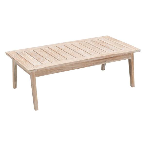 ZUO West Port Wood Outdoor Patio Coffee Table in White Wash