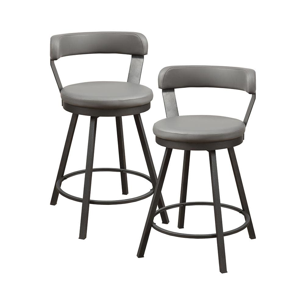 Avignon 25 in. Dark Gray Metal Swivel Counter Height Chair with Gray Faux L