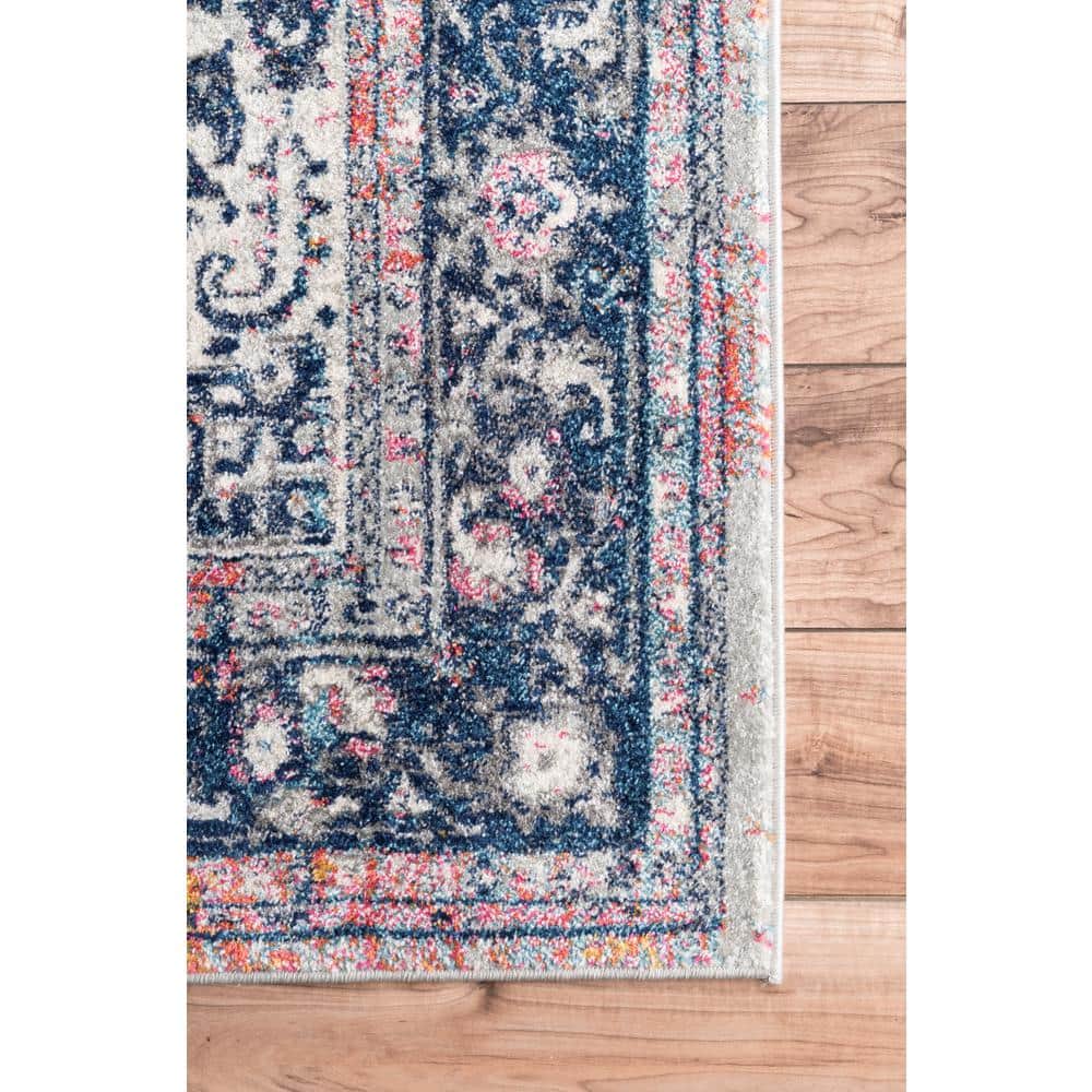 Lilah Vintage Medallion 4' x 6' Oval Blue Area Rug