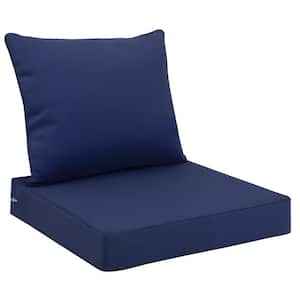 24 in. x 24 in. Replacement Outdoor Sofa Cushion with Removable Cover and Back Cushion, Navy Blue
