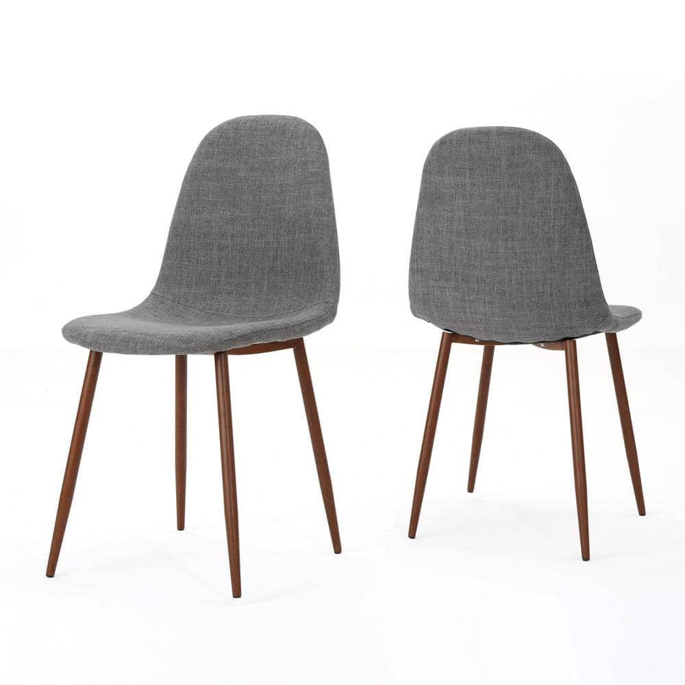 Raina Light Grey and Dark Brown Fabric Dining Chairs (Set of 2)
