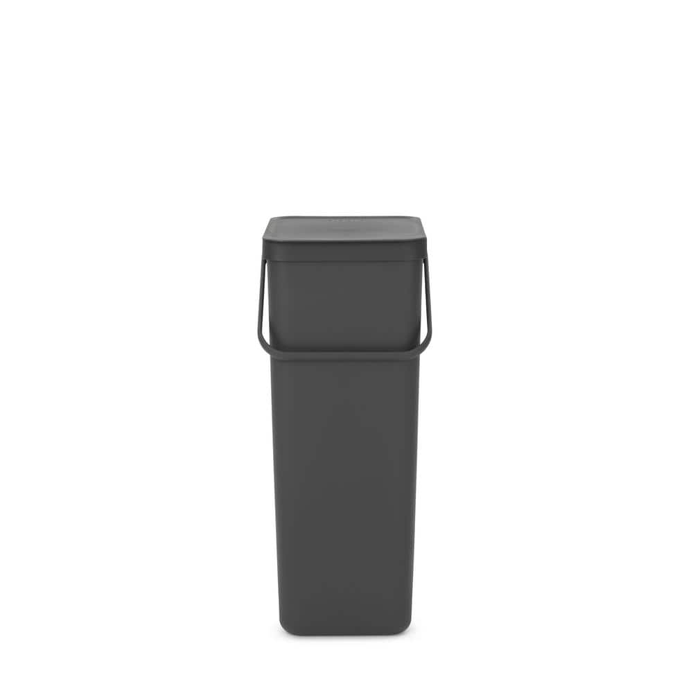 Dark Gray 10.6 Gallon Plastic Recycling Bin with Lid