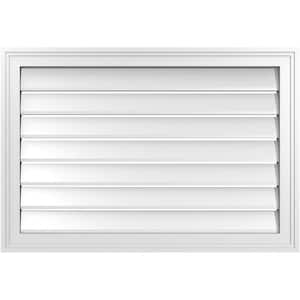 32 in. x 22 in. Vertical Surface Mount PVC Gable Vent: Functional with Brickmould Frame