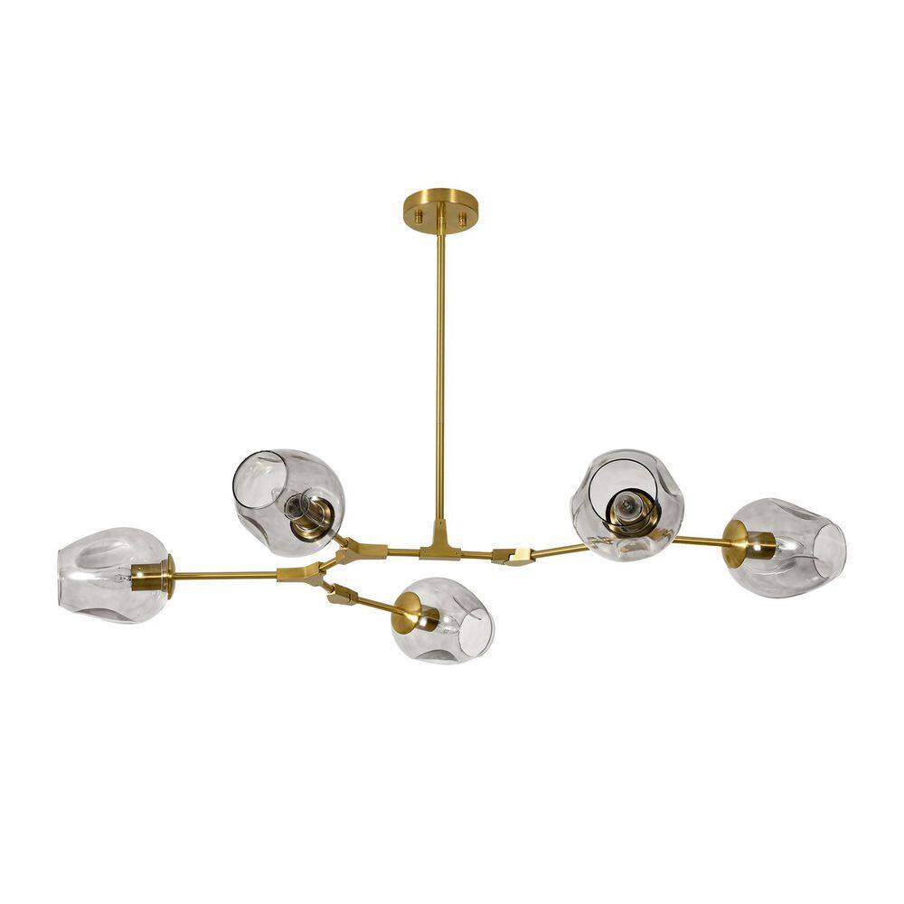 Dimma 5-Light 46.5-in W Brass Adjustable Arm Chandelier with Smoked Glass Shades for Kitchen Island and Dining Table price history on PriceWatchPro