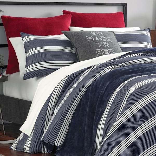 Craver Navy Striped Cotton Comforter Set