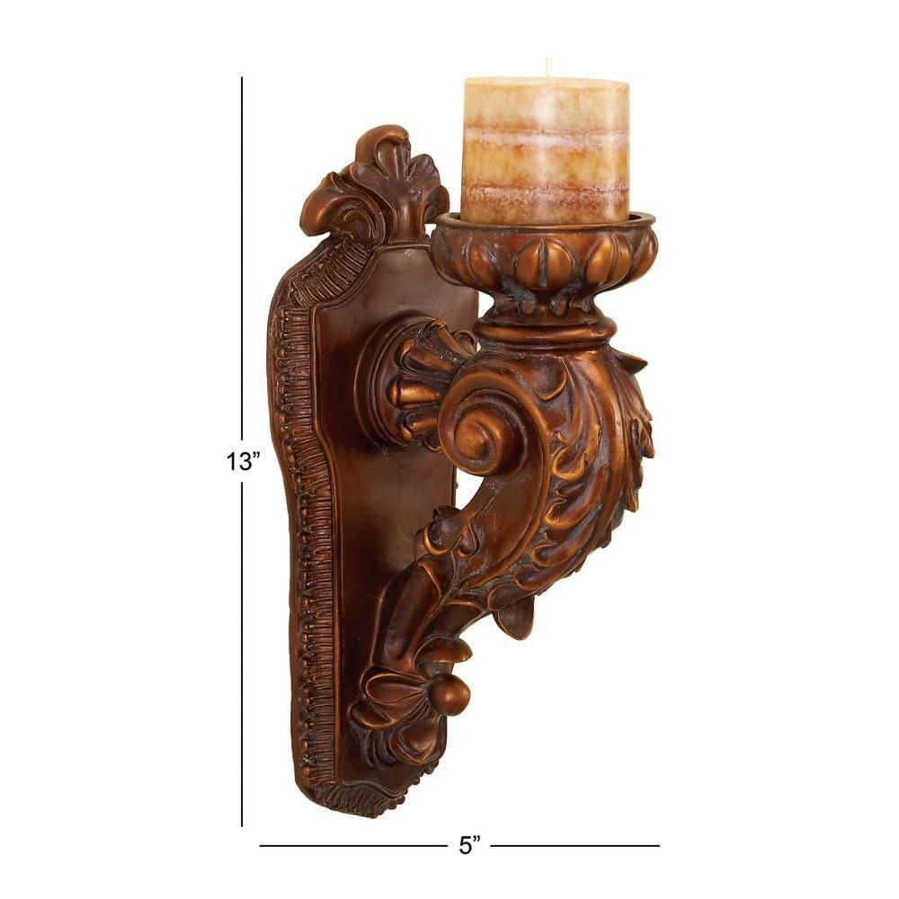 Bronze Polystone 13" Traditional Candle Wall Sconce
