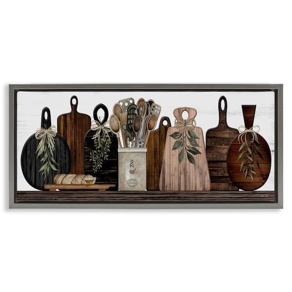 Wooden Kitchen Items by Cindy Jacobs Gray Floater Frame Graphic Art Print Food 14 in. x 31 in.