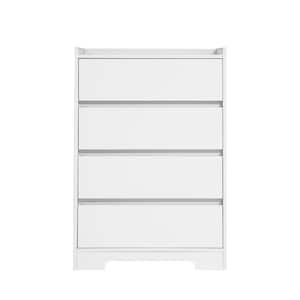 White Sideboard Storage Cabinet with 4 Drawer (15.75''D x 25.59''W x 38.38''H)