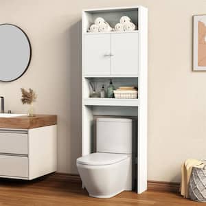 24.8 in. W x 77 in. H x 7.9 in. D White Over The Toilet Storage with Doors