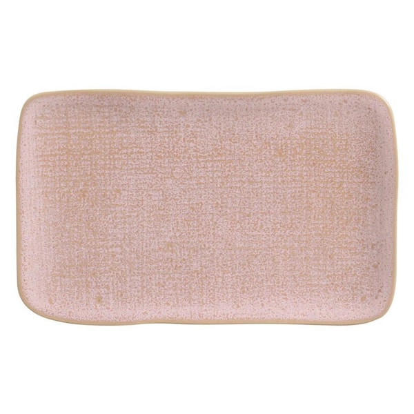 10.63 in. Litchi Pink Stoneware Rectangular Platter Medium Juta (Set of 4)