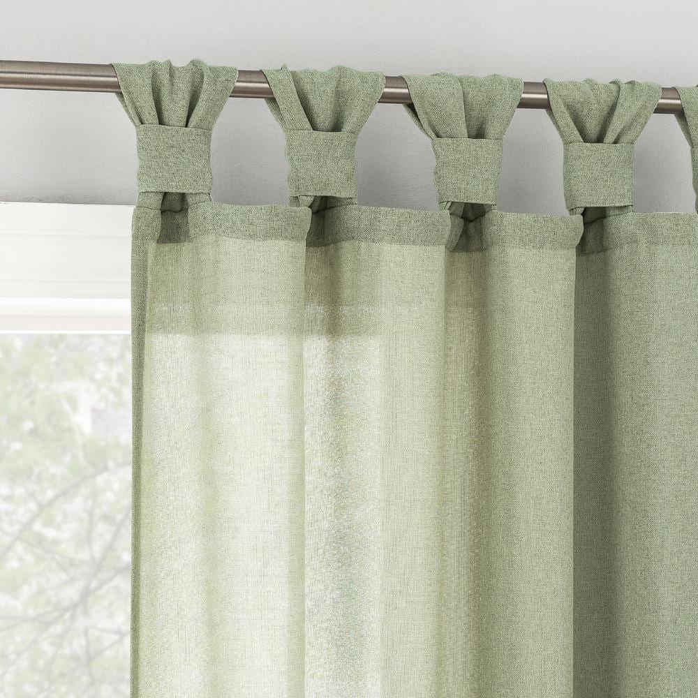 No. 918 Hathaway Semi-Sheer Twist Tab Top 1 Curtain Panel, Green, 40X84