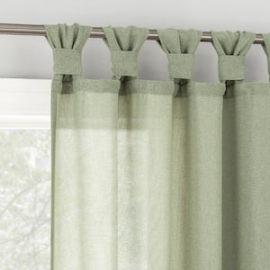 Hathaway Twist Tab Sage Green Polyester 40 in. W x 96 in. L Tab Top Light Filtering Curtain (Single Panel)