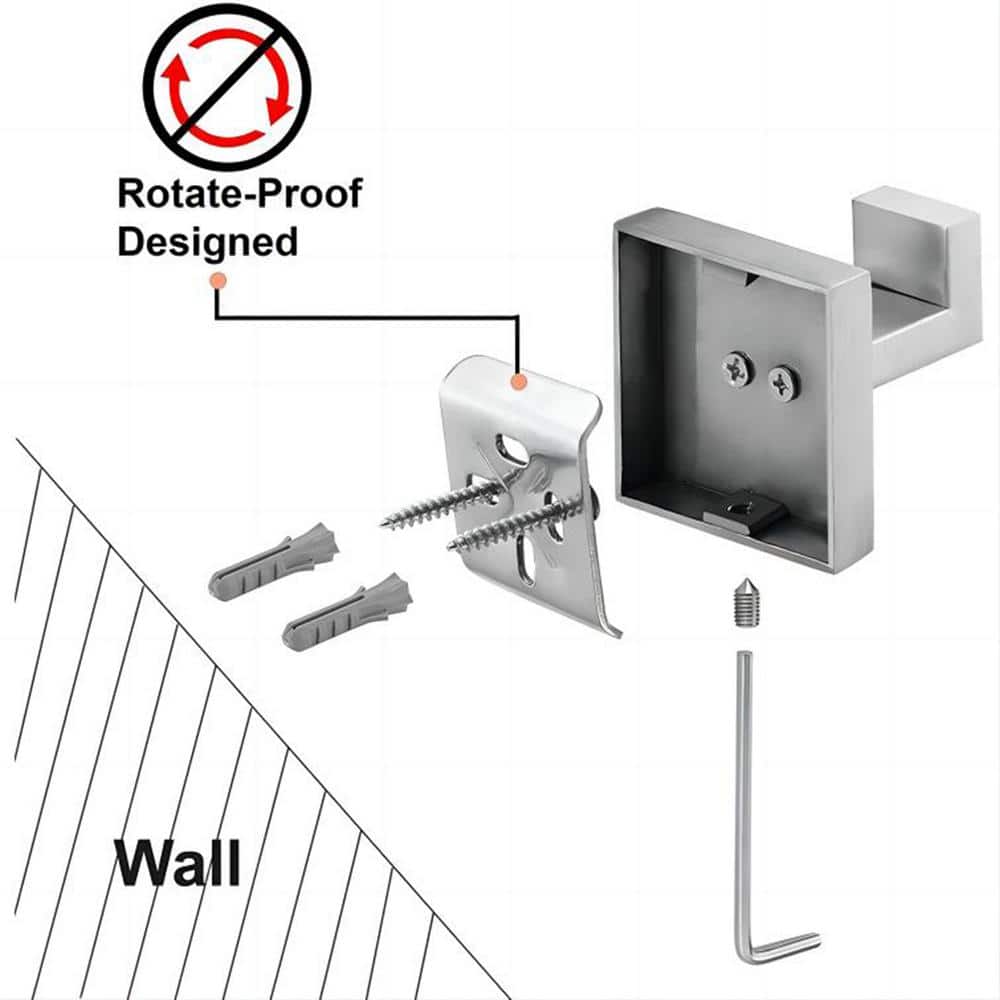 Stainless Steel Brushed Nickel Square J-Hook Towel Hooks, 4-Pack