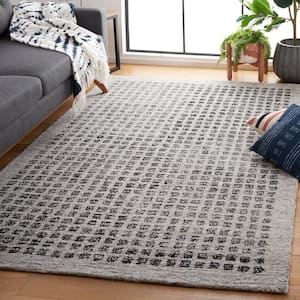 Ebony Silver/Black Doormat 3 ft. x 5 ft. Dot-Print Area Rug