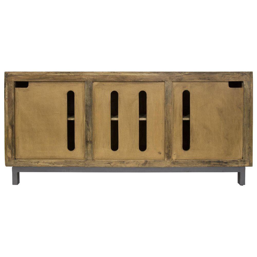 Brown and Gold Mango Wood Console Table with Storage