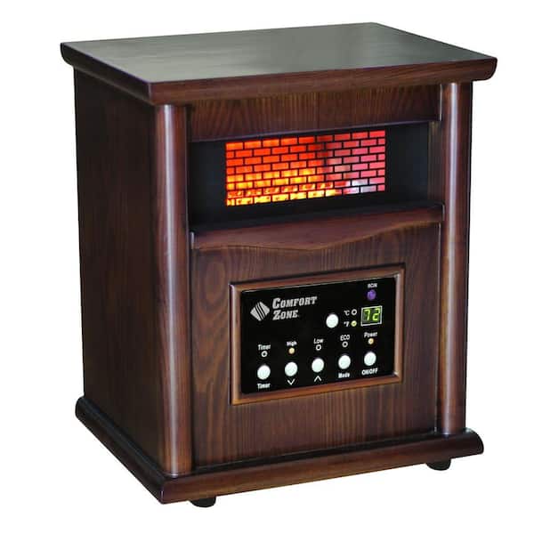 Comfort Zone 750/1500-Watt Infrared Wood Cabinet Quartz Electric Portable Heater with Remote - Walnut-DISCONTINUED