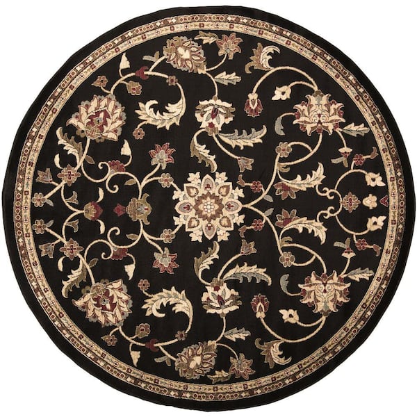 Sabin Black 8 ft. x 8 ft. Round Indoor Area Rug