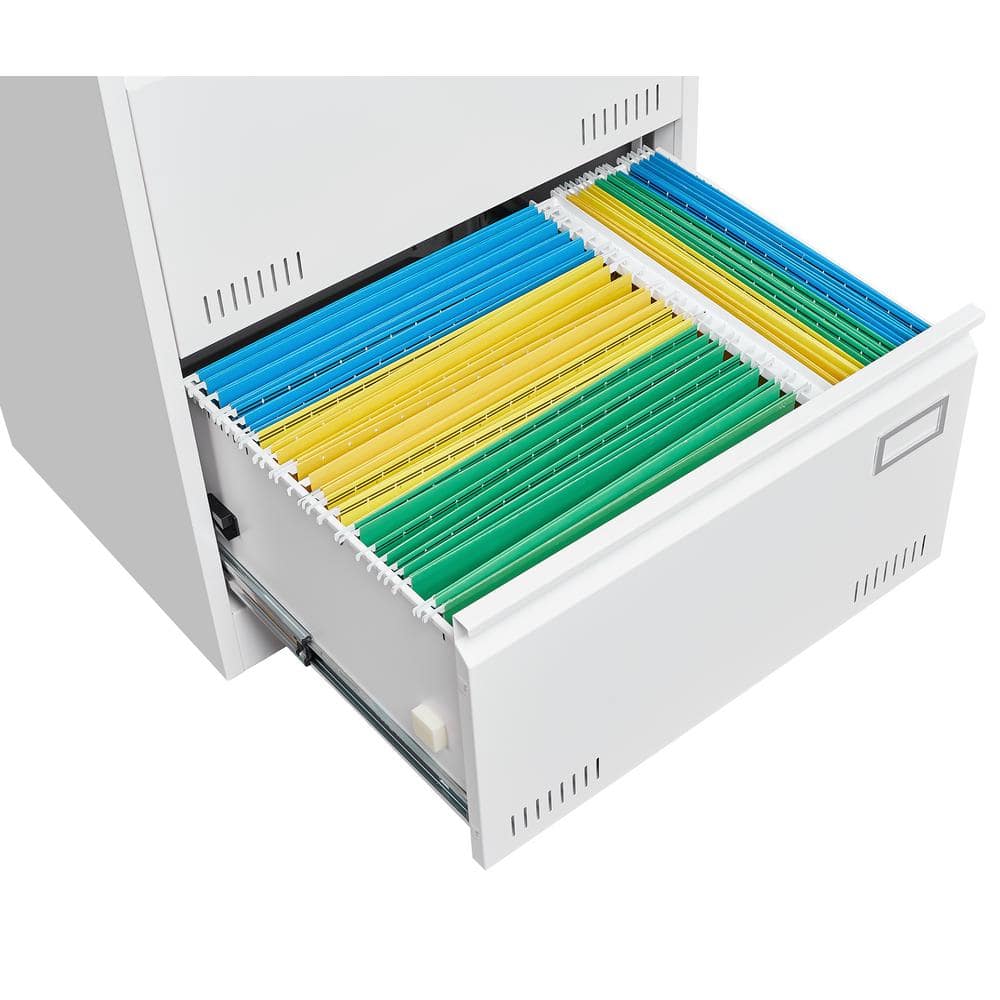 Black and White 3-Drawer Lockable Metal Lateral File Cabinet