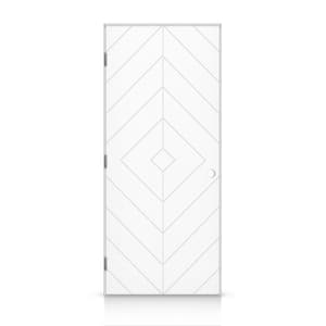 26 in. x 80 in. Diamond Right-Handed Hollow-Core White Painted Smooth Composite Single Prehung Interior Door